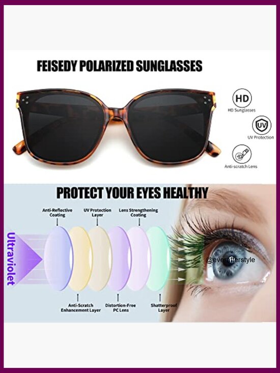 Oversized Polarized Sunglasses with UV400 Protection Square Frame